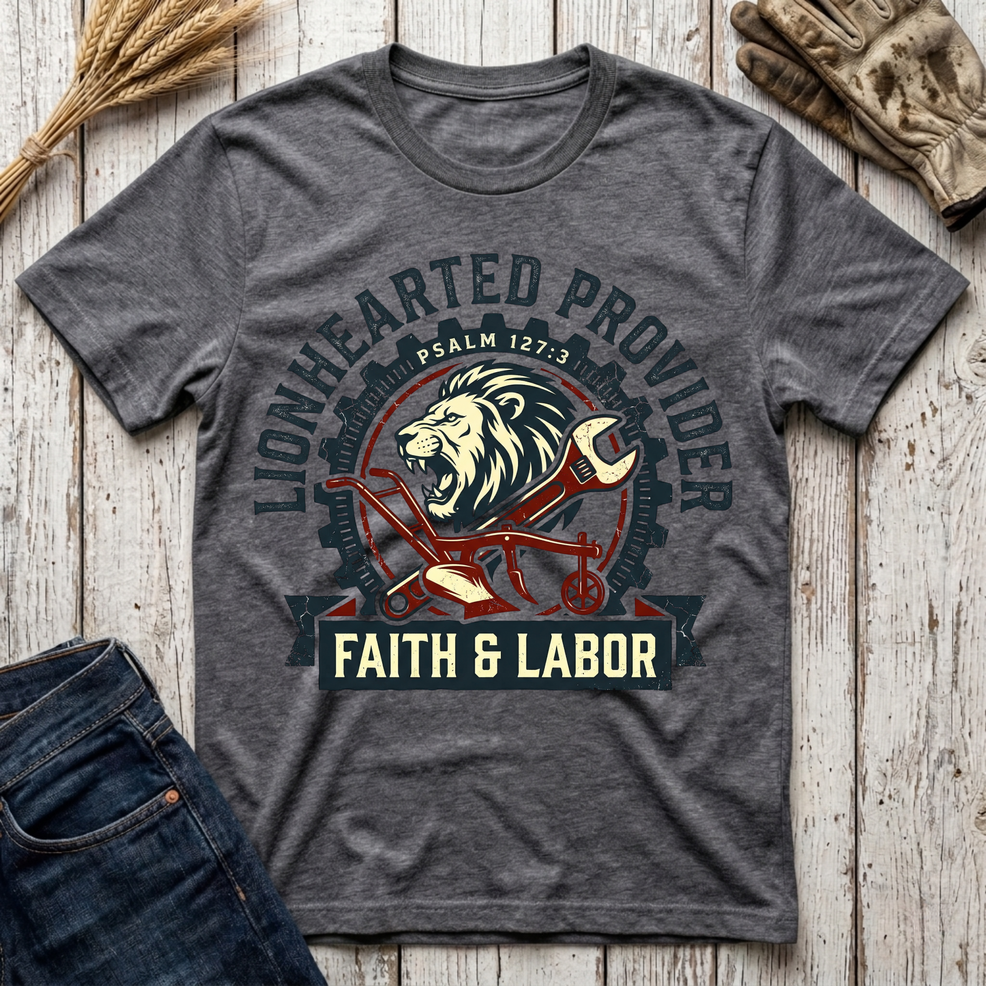 Lionhearted Provider Faith & Labor T-Shirt