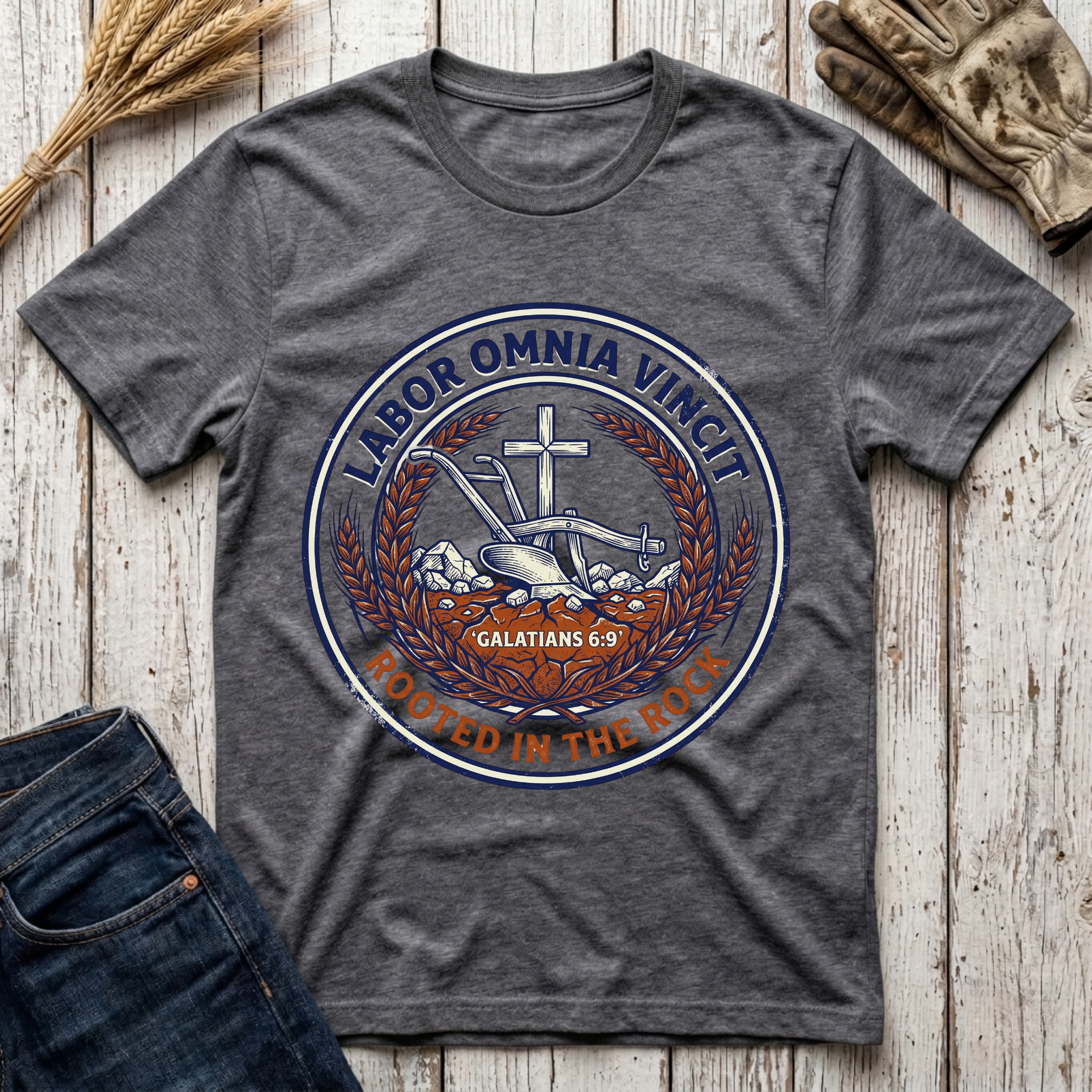 Labor Omnia Vincit Rooted in the Rock T-Shirt