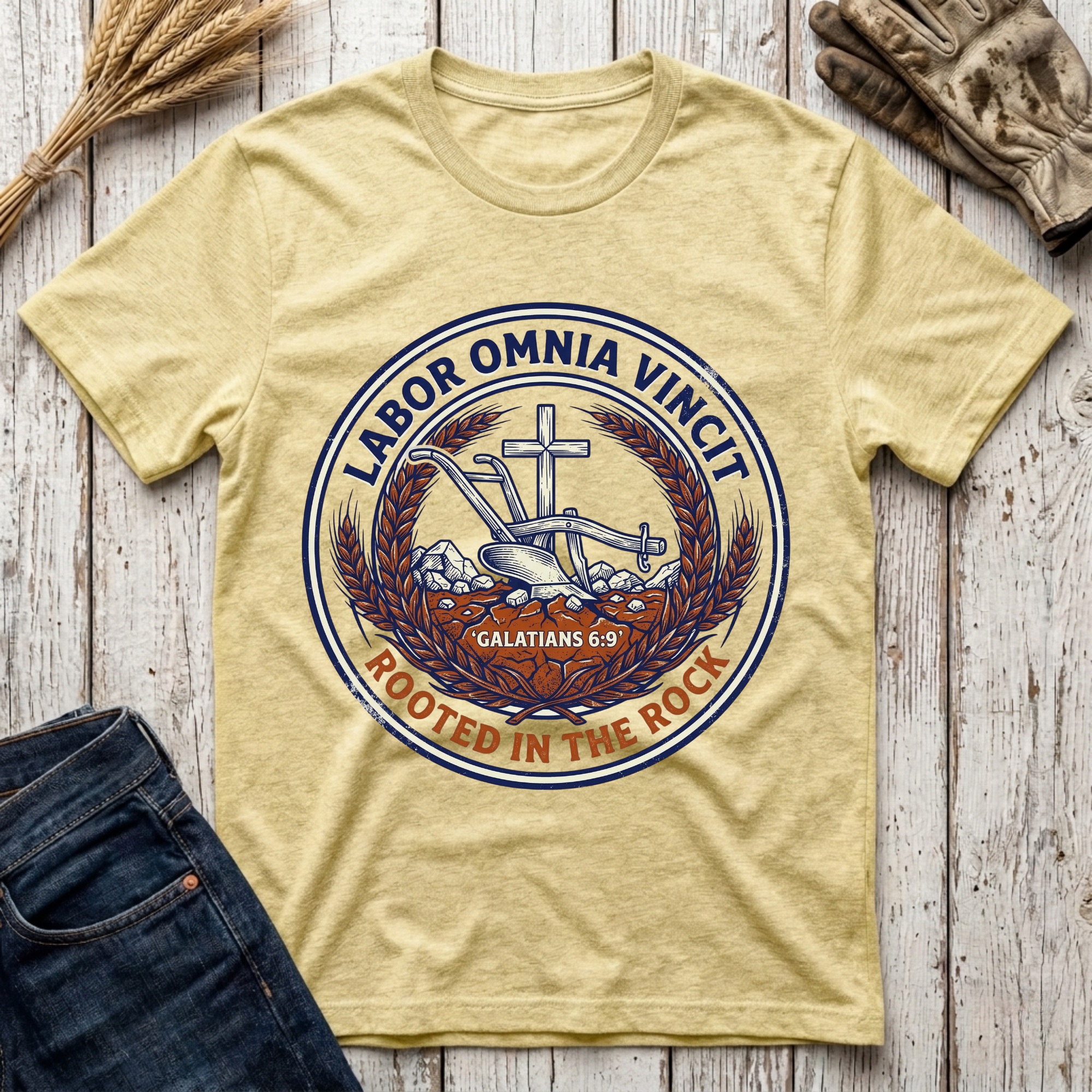 Labor Omnia Vincit Rooted in the Rock T-Shirt