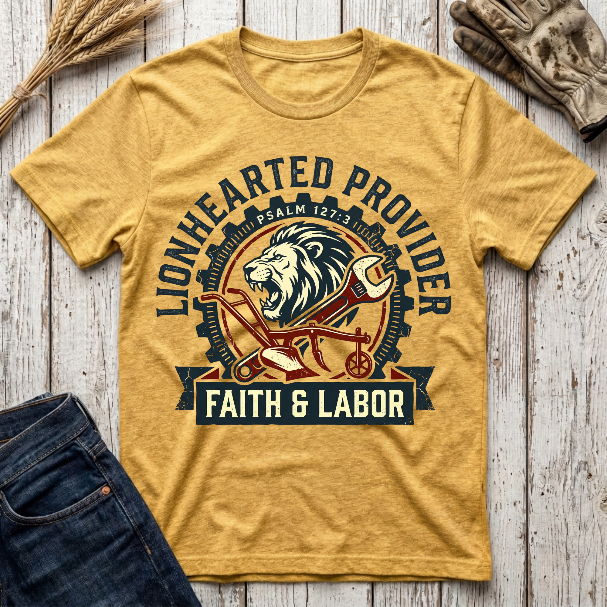 Lionhearted Provider Faith & Labor T-Shirt