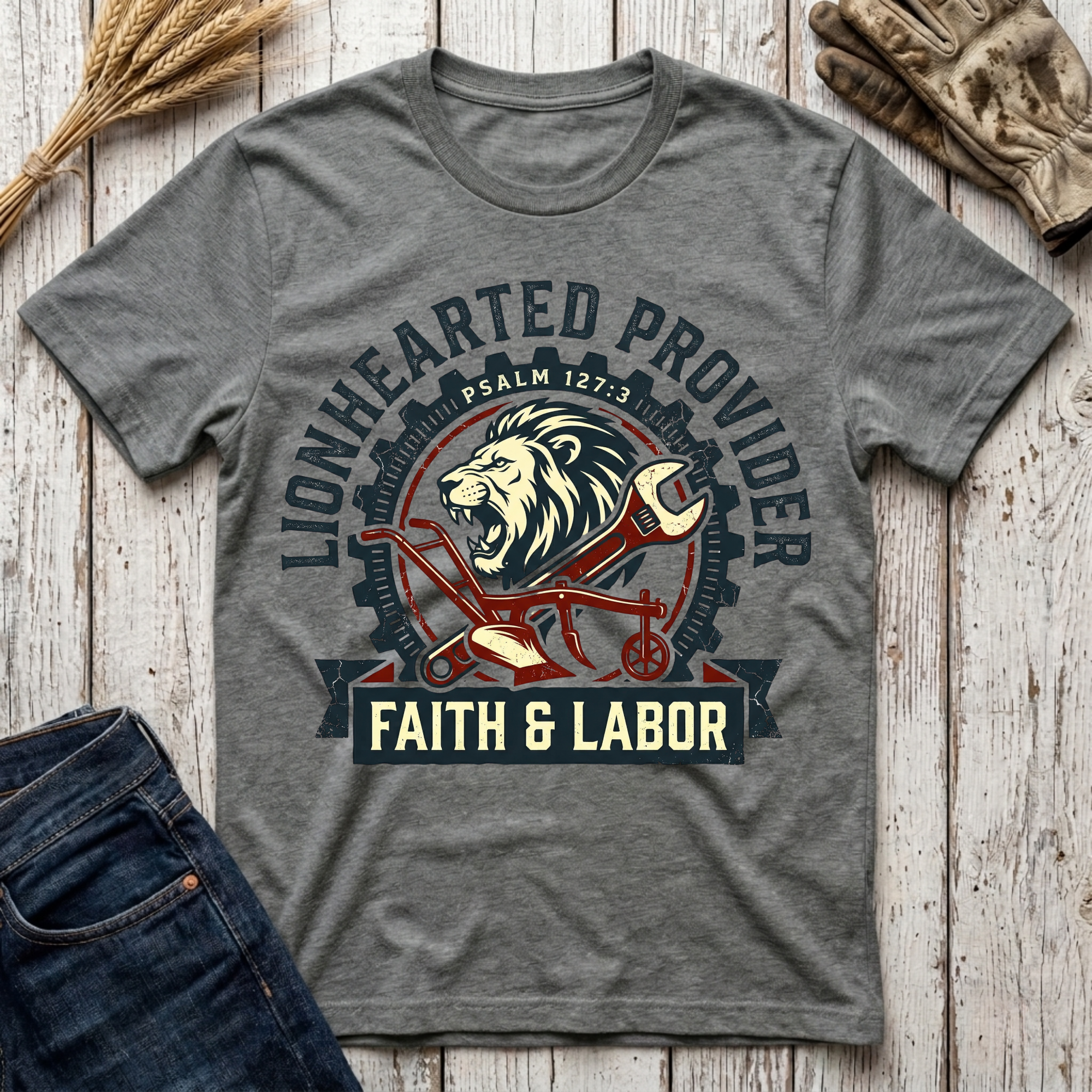 Lionhearted Provider Faith & Labor T-Shirt