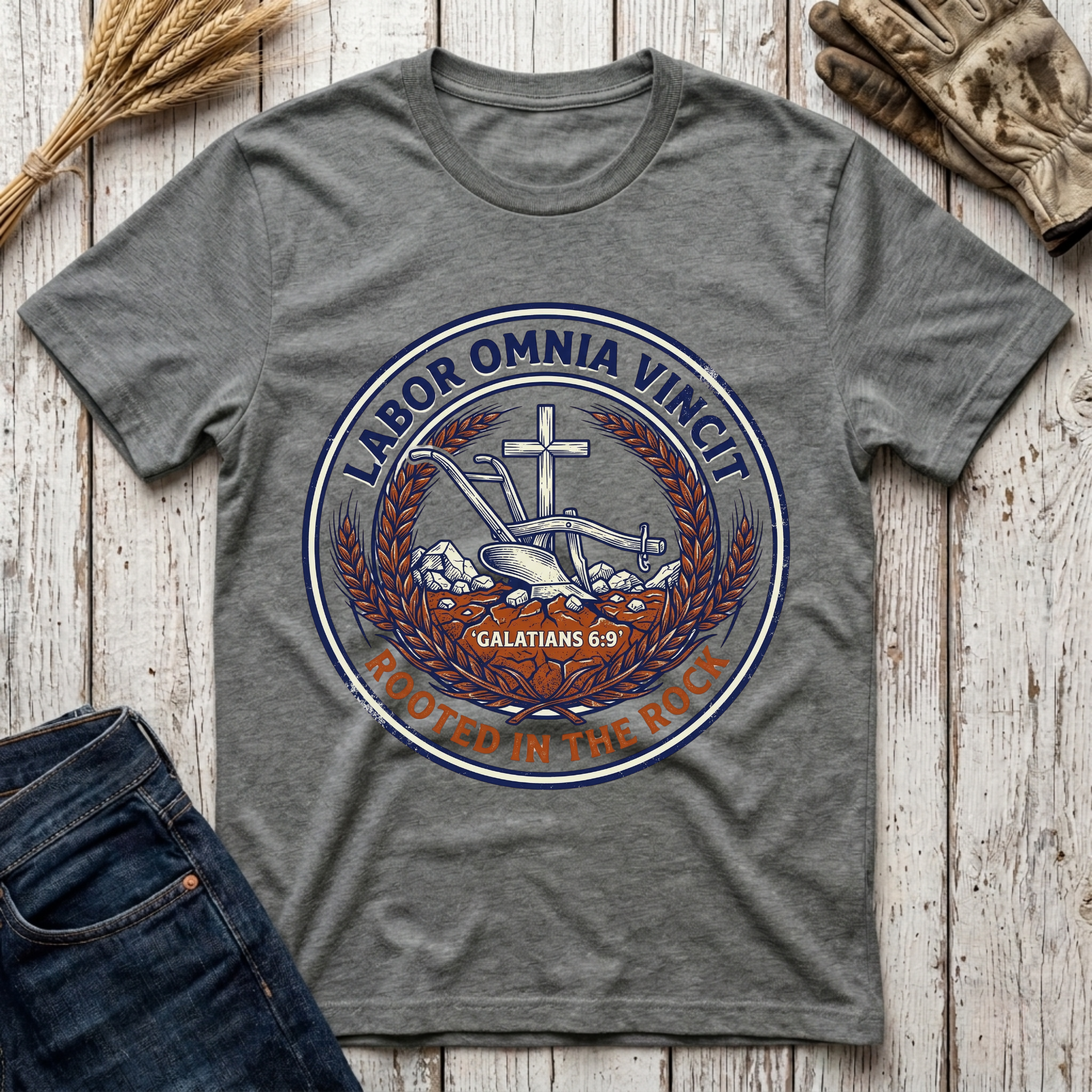 Labor Omnia Vincit Rooted in the Rock T-Shirt