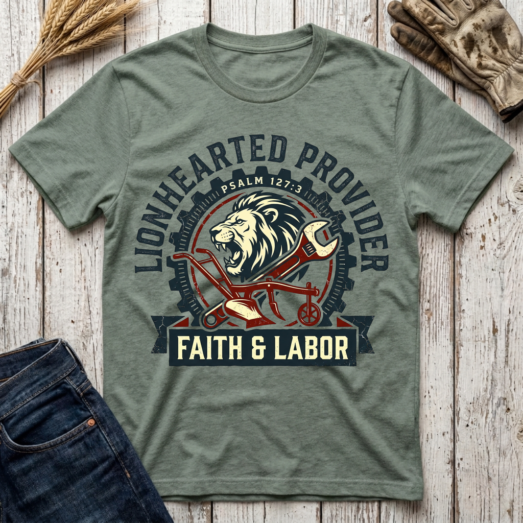 Lionhearted Provider Faith & Labor T-Shirt