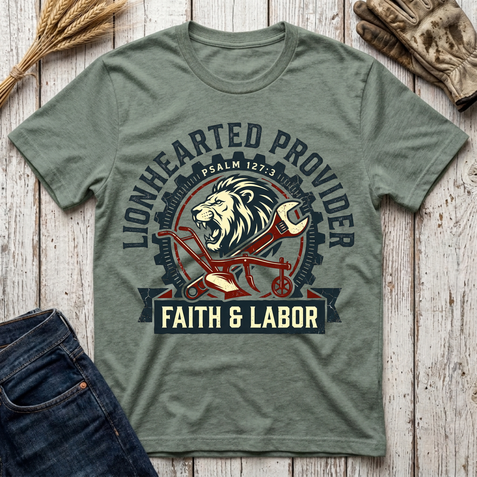 Lionhearted Provider Faith & Labor T-Shirt