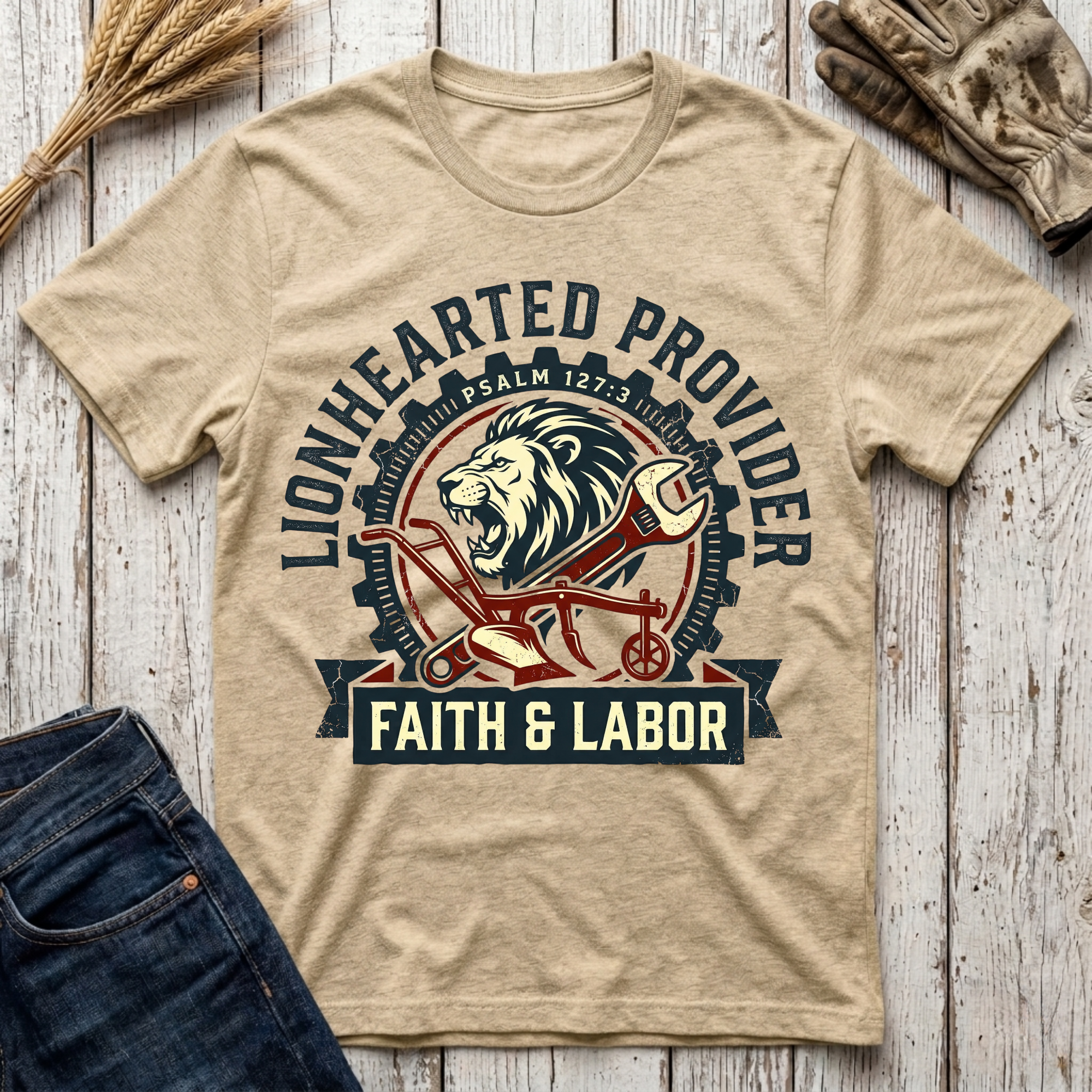 Lionhearted Provider Faith & Labor T-Shirt