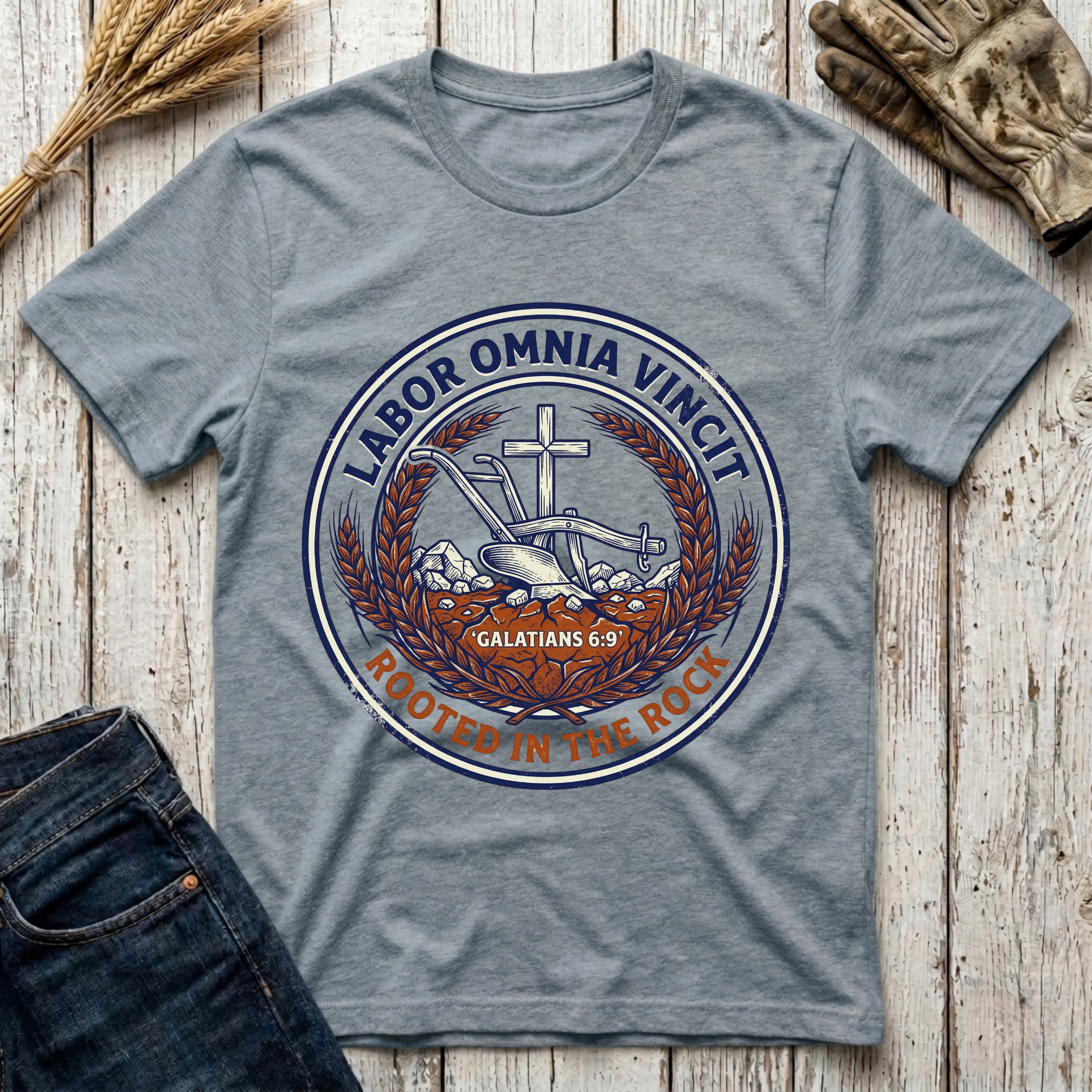 Labor Omnia Vincit Rooted in the Rock T-Shirt