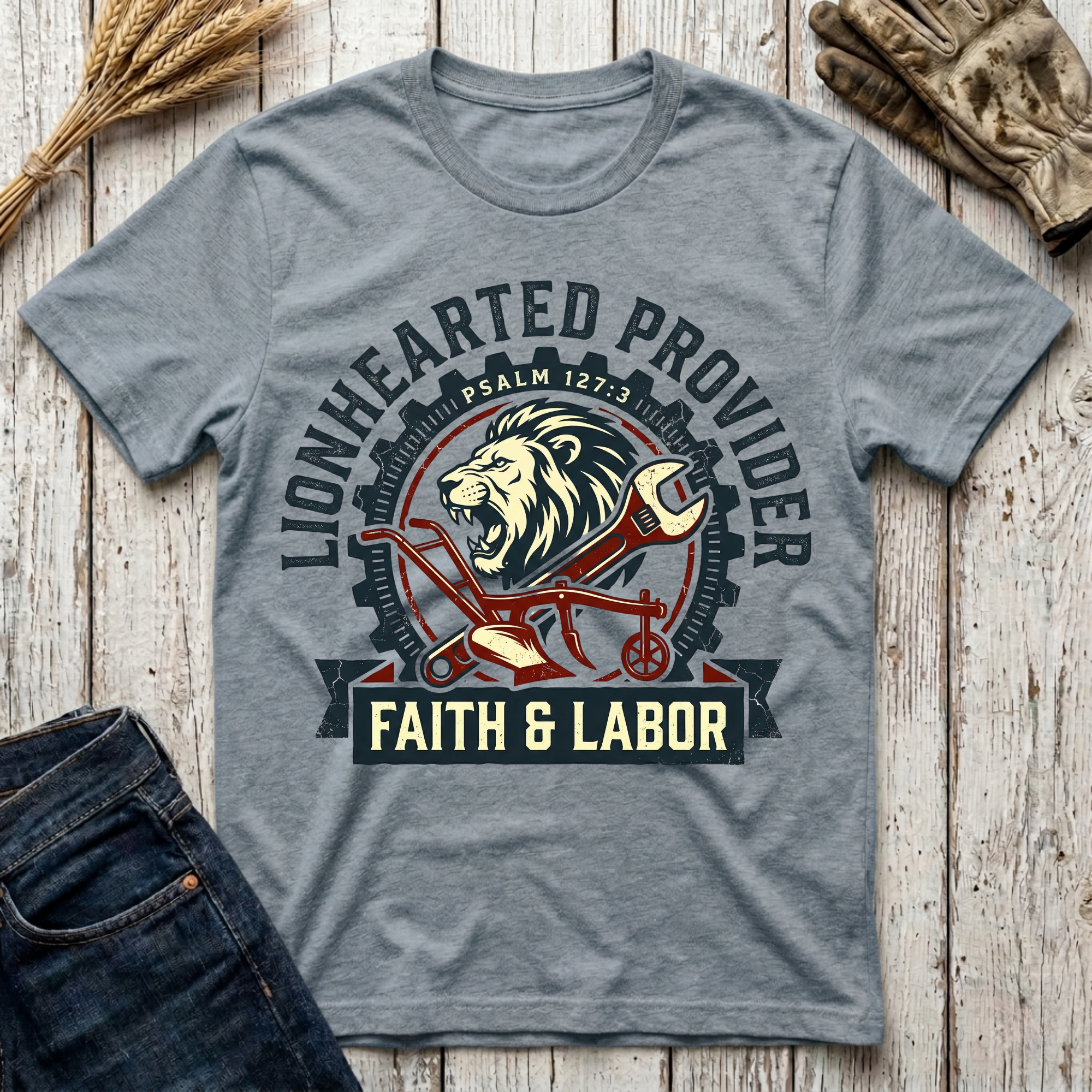 Lionhearted Provider Faith & Labor T-Shirt