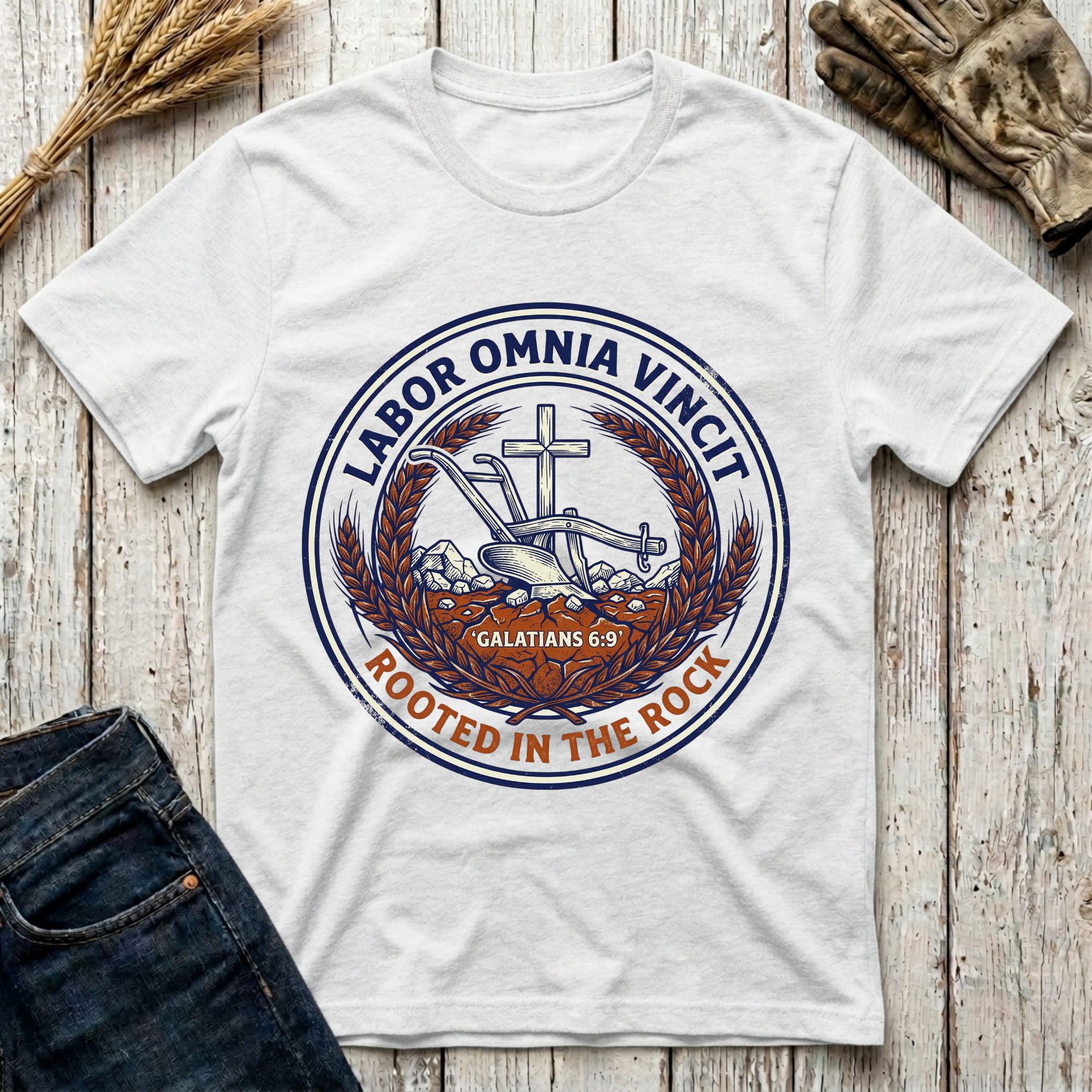 Labor Omnia Vincit Rooted in the Rock T-Shirt
