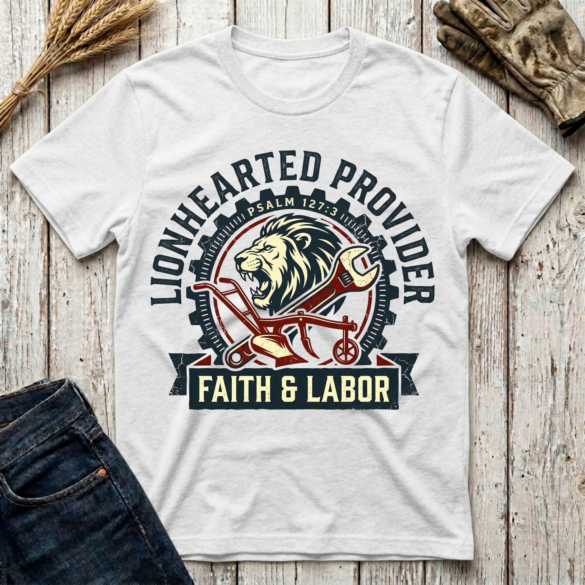 Lionhearted Provider Faith & Labor T-Shirt